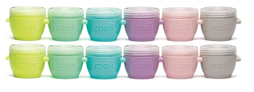Vista 8 de melii Snap & Go Contenedores de almacenamiento de alimentos para bebés con tapas, recipientes para aperitivos, aptos para congelador, 2 onzas