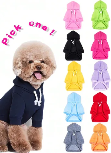Vista 8 de QWINEE Sudadera básica con capucha para perro, suéter cálido para gatos, ropa para mascotas para Chihuahua, cachorro, gatito, perros pequeños