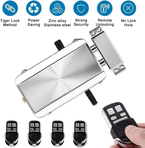 Vista 7 de Cerradura de puerta inteligente electrónica con control remoto, sistema de control de acceso de cerrojo inalámbrico antirrobo inteligente sin llave