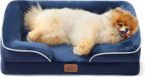 Vista 106 de Bedsure - Cama para gatos de interior, sofá cama lavable para perros muy pequeños, espuma de soporte con funda extraíble y lavable, forro Gris
