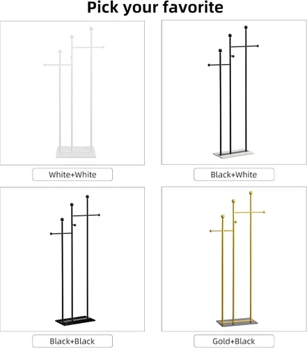 Vista 8 de JIAYUEJU Perchero de Metal Independiente con Base de Mármol Perchero de Ropa de Servicio Pesado Soporte de Árbol para Abrigos Perchero