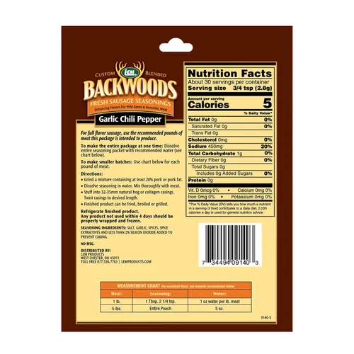 Vista 3 de LEM BACKWOODS Salchicha fresca - Condimento Chipotle Bourbon 5.6 oz
