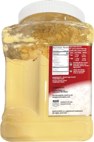 Vista 7 de Polvo de huevo entero Eggylicious, polvo proteico natural seco, hecho con huevos frescos, mezcla de clara y yema, pasteurizado, sin transgénicos