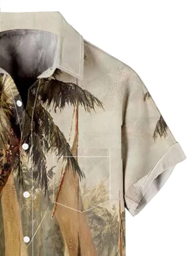 Vista 4 de WRITKC Tropical Shirts Button Down Holiday Casual Hawaiian Short Sleeve Men Loose Beach Shirts