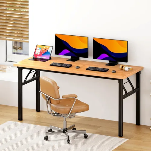 Vista 254 de DlandHome Escritorio plegable pequeño de 31.5 pulgadas, escritorio de computadora para oficina en casa, mesa plegable para espacios pequeños,