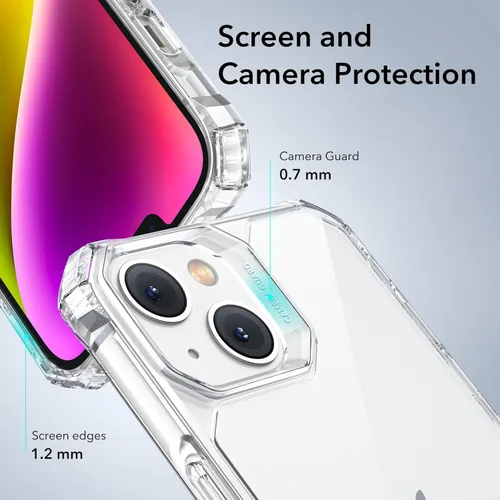 Vista 4 de ESR Funda para iPhone 14/iPhone 13, protección de grado militar con esquinas que absorben los golpes, parte trasera acrílica resistente a