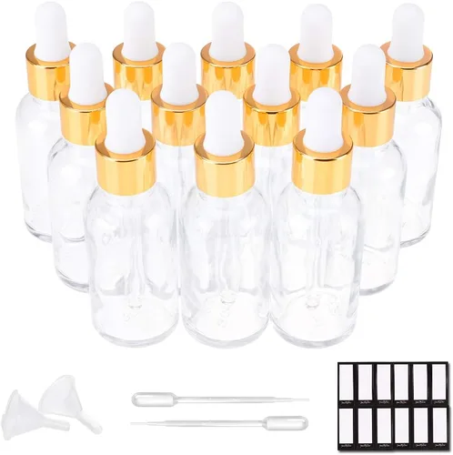 Vista 15 de PrettyCare Botellas con cuentagotas de vidrio para ojos de 2 onzas (2.1 onzas líquidas), paquete de 63 botellas gruesas vacías ámbar a granel