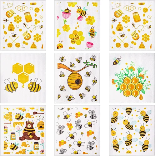 Newwiee 9 paños de cocina suecos, paños de cocina suecos, paños de cocina reutilizables, absorbentes, paños de limpieza para bar lavado de manos