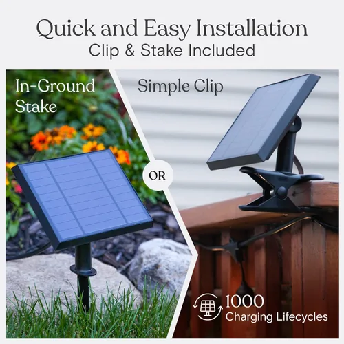 Vista 3 de Brightech Ambience Pro - Cadena de luces solares de 27 pies para exteriores con un panel solar de repuesto extra Ambience Pro
