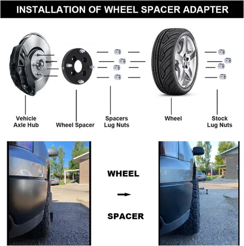 Vista 2 de VLAOSCHI Adaptadores de rueda ATV forjados negros de 4 x 110 a 4 x 156 de 1 pulgada con pernos de 12 x 1.25, compatibles