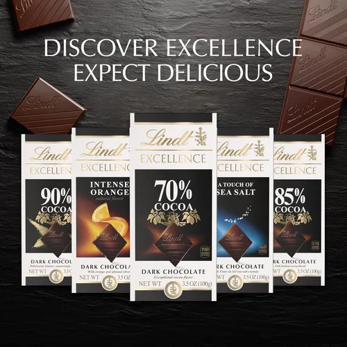 Vista 9 de Lindt EXCELLENCE Barra de caramelo de chocolate oscuro con 70% cacao, 3.5 onzas, paquete de 12