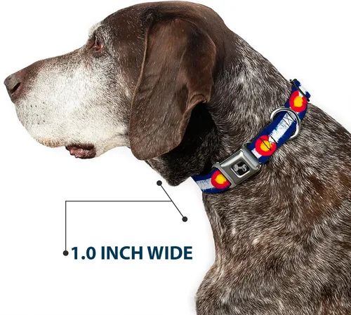 Vista 6 de Buckle-Down Collar de perro con diseño de Colorado Flags2 Repeat Weathered de 9-15 pulgadas, talla S