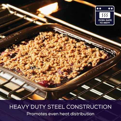 Vista 4 de Circulon Bandeja antiadherente para hornear / molde antiadherente para tartas, cuadrado, 9 pulgadas, marrón