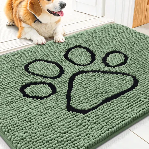 Vista 224 de Smiry Tapete para puerta de perro para patas fangosas, absorbente que atrapa la suciedad, antideslizante, de secado rápido, lavable, tapete