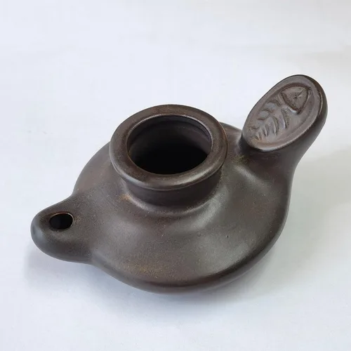 Aceite bíblico Antiguo Hebreo Aceite Arcilla Lámpara de aceite Vintage Réplica Imitación Cristiana Regalo Biblia Jesús (mango largo redondeado)