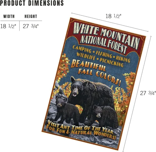 Vista 5 de Lantern Press White Mountains, New Hampshire, Black Bear Vintage Sign 1000 Piece Jigsaw Puzzle for Adults, Made in USA with Reference Poster
