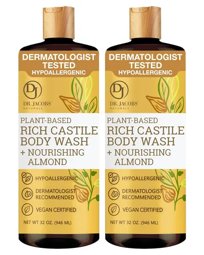 Vista 11 de Dr. Jacobs Naturals - Jabón líquido de Castilla puro, manteca de karité, jabón a base de plantas infundido con vitamina E y aloe vera para hidratar