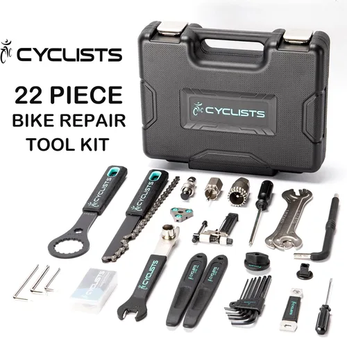 Vista 7 de Kit de herramientas para bicicleta con estuche de almacenamiento, juego de herramientas de reparación de bicicletas de 22 piezas, caja