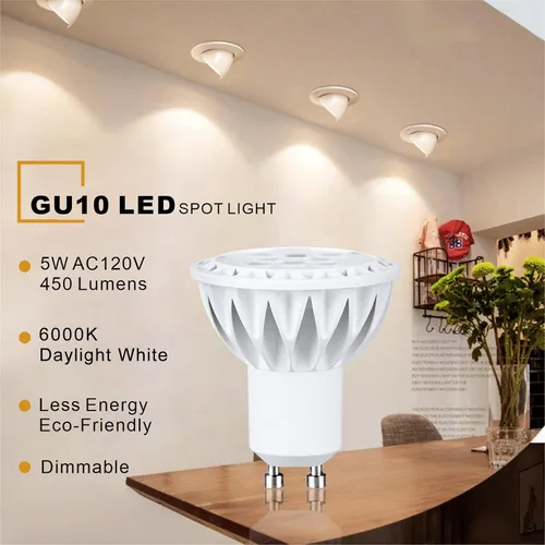 Vista 5 de Bombilla LED GU10 luz diurna blanca 6000 K regulable bombillas LED GU10 50 W equivalentes a halógenos, luz de punto GU10 ángulo de haz de 38 grados