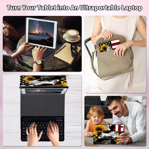 Vista 7 de Funda para Samsung Galaxy Tab S6 Lite 2022/2020 Teclado inalámbrico desmontable y cubierta de cuero PU Funda protectora para Samsung Galaxy Tab S6