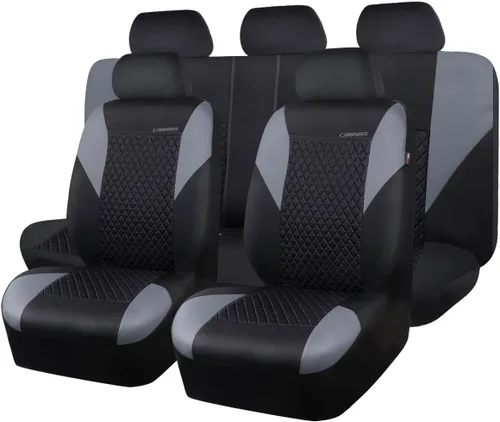 Vista 10 de CAR PASS - Fundas de asiento universales de tela con relieve ultrasónico, funda de asiento de auto linda y transpirable con esponja compuesta de 5
