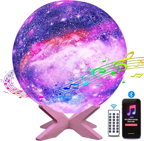 Vista 9 de Lámpara de luna integrada Bluetooth máquina de sonido de ruido blanco luz nocturna para niños, luz de luna multicolor de 5.9 pulgadas, luz de luna