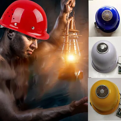 Vista 8 de Surakey Casco de refrigeración USB con ventilador, casco universal resistente para hombre, casco de seguridad portátil para andamios y comerciantes