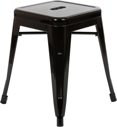 Vista 50 de Flash Furniture Taburete de metal para mesa de comedor, taburete de grado comercial Kai morado sin espalda, silla de comedor apilable de 18