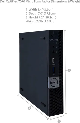 Vista 7 de Dell Optiplex 7070 MFF Micro Form Factor Desktop 9ª generación Intel Core i7-9700T 8 núcleos, 16 GB DDR4 RAM, 512 GB SSD, gráficos Intel UHD 630