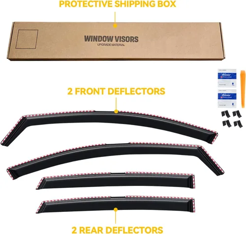 Vista 366 de Visera de ventana para Jeep Cherokee 1984-2001 (Excluye Modelo Limited), Protectores Guards Shields de lluvia de canal exterior, Deflector
