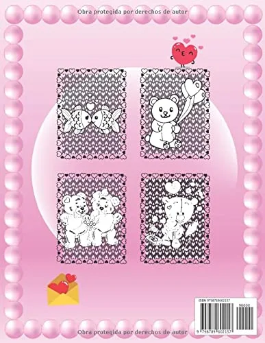 Vista 2 de Día de San Valentín Libro para colorear Para Niños 40 lindas y hermosas ilustraciones de San Valentín con el tema de los animales adorables Gato