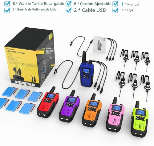 Vista 2 de Topsung 6 Walkie Talkies for Adults Long Range Rechargeable with NOAA Alert