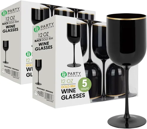 Vista 30 de PARTY BARGAINS Copas de vino de plástico desechables de 12 onzas, resistentes a las roturas, sin BPA, para bodas, eventos y entretenimiento al aire