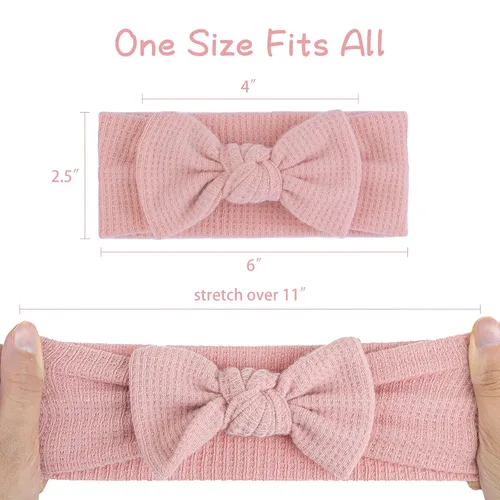 Vista 4 de Diadema para el cabello con lazos, lazo clásico para la diadema para bebé, niña, accesorios para el cabello, 3 piezas, beige, caqui oscuro, rosa