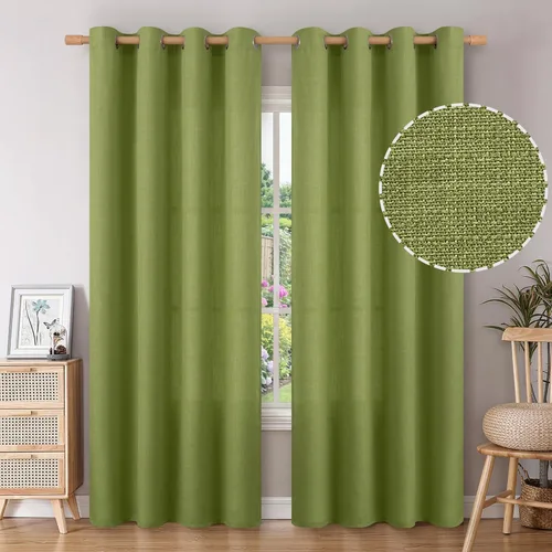 Vista 65 de BGment Cortinas de 45 pulgadas de largo, juego de 2 paneles para dormitorio, con ojales, aspecto de lino grueso, arpillera texturizada, filtrado