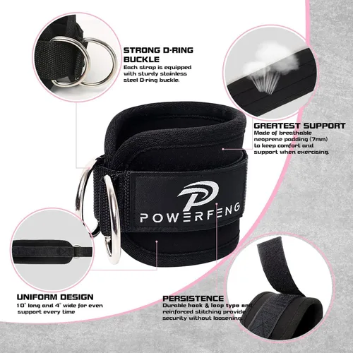 Vista 4 de Máquina de cable de correa de tobillo: accesorios de cable de tobillo para gimnasio, tobillera, correas de tobillo para piernas y glúteos, puños