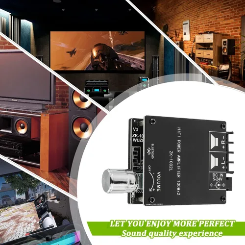 Vista 5 de Tablero amplificador Bluetooth de 100W+100W DC 5-24V BT y AUX entradas 2.0 canales estéreo AMP Board Módulo amplificador de potencia de audio