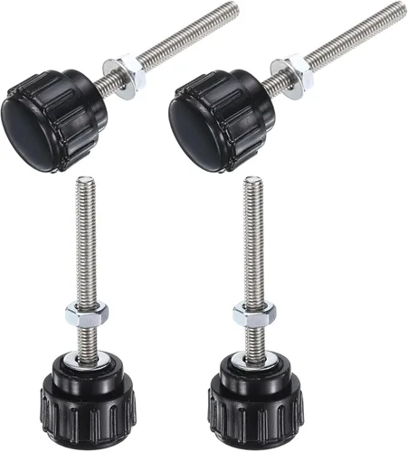 Uxcell - 4 juegos de pomos moleteados con tornillos de pulgar, tuercas y arandelas, rosca macho métrica M3 x 30 mm, 14 mm de plástico, cabeza de 304