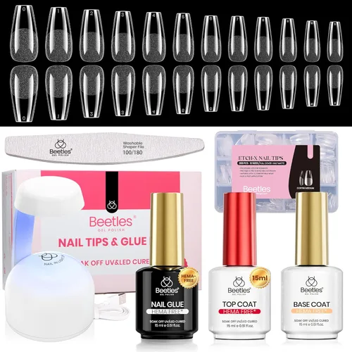 Vista 21 de Beetles Pegamento en gel 9 en 1 para puntas de uñas acrílicas transparentes, 2 unidades de 0.5 oz lq de larga duración para puntas de uñas postizas