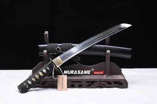 Vista 7 de MURASAME Espada Tanto Katana Corta de Arcilla Templada Acero T10 Hamon Real Muy Afilar Espiga Completa Hecha a Mano