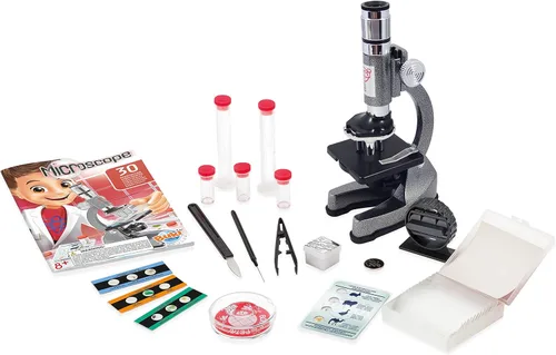 Vista 4 de Buki France Kit STEM de microscopio para principiantes – 200x a 1200x de aumento Microscopio de metal con luz LED y 30 experimentos Incluye