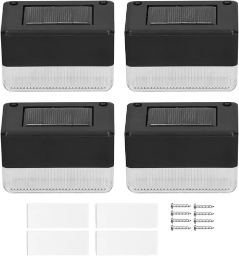 Hyuduo 4 luces solares para escaleras, luces solares para valla con 3 LED RGB modos de cambio IP65 para jardín al aire libre, camino, patio,