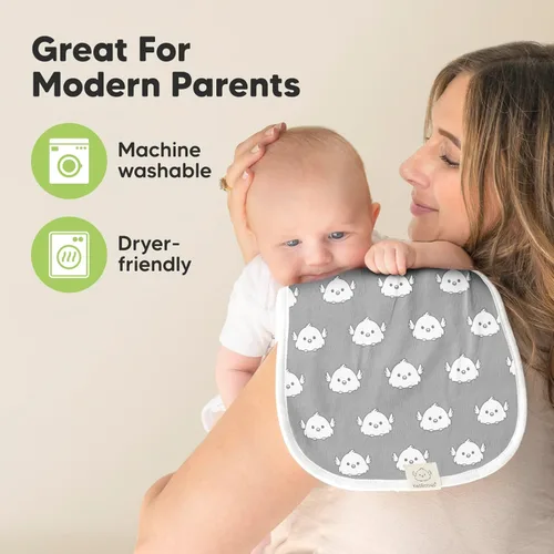 Vista 7 de Paños orgánicos para eructos para bebés niños y niñas - Paquete de 5 paños de algodón súper absorbentes para eructar para bebés, trapos suaves