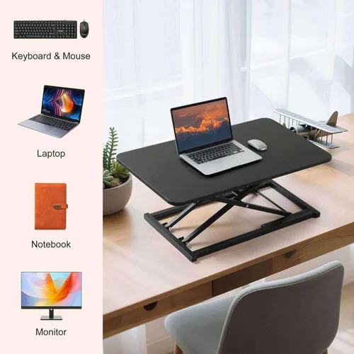 Vista 4 de Convertidor de escritorio de pie ajustable en altura para estaciones de trabajo ergonómicas de pie y sentado tamaño 23.62 x 13.38 pulgadas