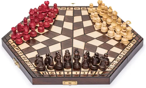 Ajedréz de madera para tres jugadores, 11 pulgadas