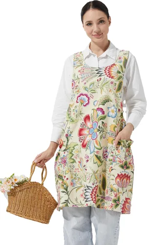 Vista 47 de APRONNER Delantales ajustables con espalda cruzada para mujer con bolsillos de algodón y lino para cocinar y hornear
