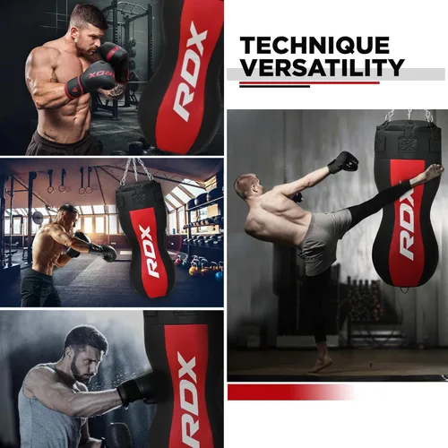 Vista 5 de RDX Saco de boxeo pesado con corte superior, saco de boxeo de cuerpo lleno, bolsa para entrenamiento de MMA, Muay Thai, Kickboxing, BJJ, Karate
