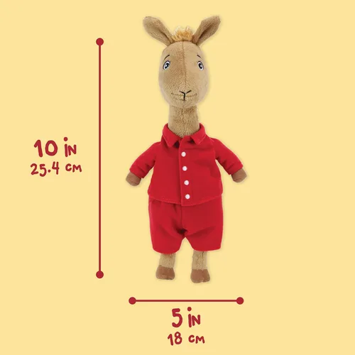 Vista 4 de Peluche de tejido suave de Llama Llama en pijama rojo, bolsa de frijoles, juguete de 25 cm
