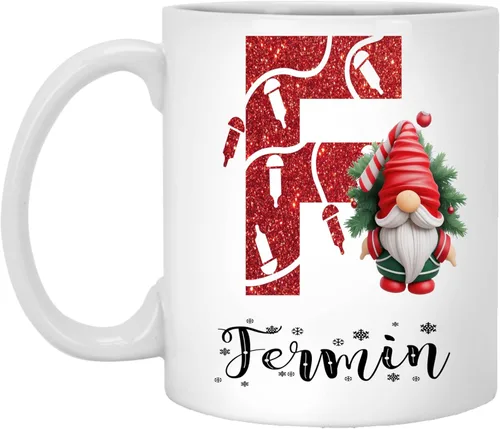 Personalized Gnome Mug Name Fermin Custom Name Christmas Mugs, Custom Coffee Mugs, Your Text Name Personalized Mug, Custom Gift for Year Christmas
