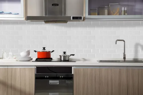 Vista 4 de Azulejos autoadhesivos de metro blanco de 12 x 12 pulgadas para cocina y baño, 10 hojas (blanco puro)